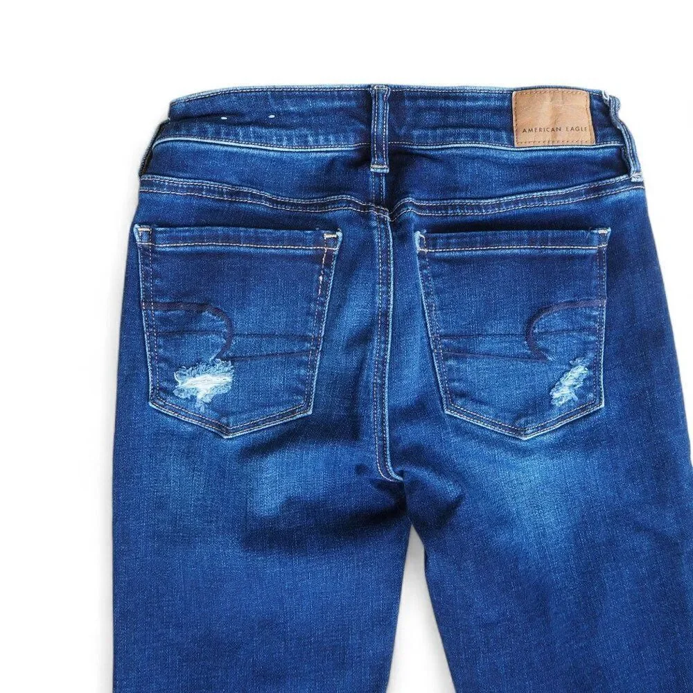 American Eagle Super Stretch Distressed Medium‎ Wash Jegging Jeans Juniors 00
